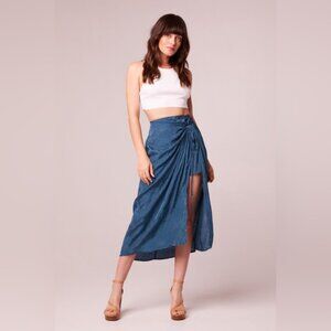 Band Of The Free CELENE DEEP TEAL LAYERED MIDI SKIRT